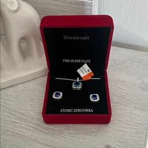 Craft Silver Necklace with Blue Cubic Zirconia